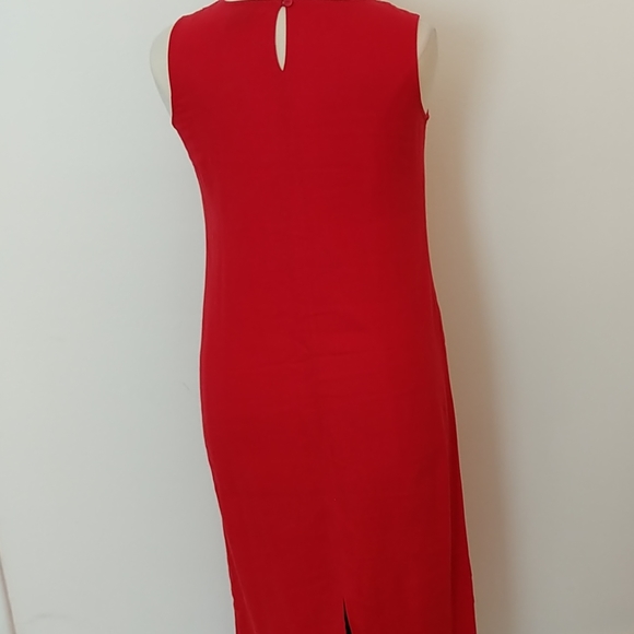 Linen! Red Embroidered Sheath Maxi - Picture 6 of 8